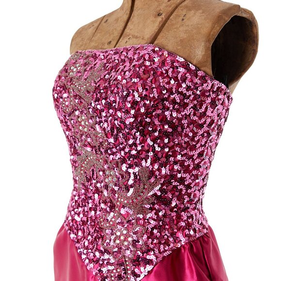 Fushia Mike Benet Sequined Strapless Gown - Picture 3 of 6